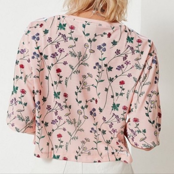 ADIDAS wildflower crop top XS peach multicolor floral short sleeve boxy t-shirt - Picture 7 of 15